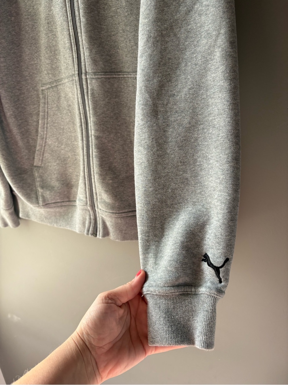 Puma Grey Zip Up Sweatshirt XL Men’s Logo Athletic Fleece - Picture 5 of 9